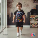 Unique Batman & Spiderman Blue Kids 3D Printed T-Shirt and Shorts Combo Set