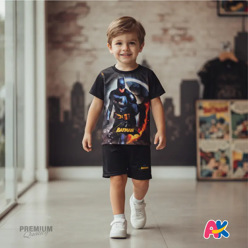 Unique Batman Kids 3D Printed T-Shirt and Shorts Set
