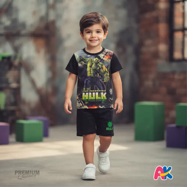 Unique Hulk Kids 3D Printed T-Shirt and Shorts Set