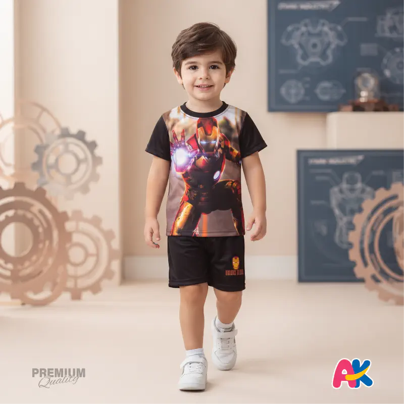 Unique Iron Man Kids 3D Printed T-Shirt and Shorts Set
