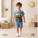 Unique Cars 95 & Minecraft Kids 3D Printed T-Shirt and Shorts Combo Set