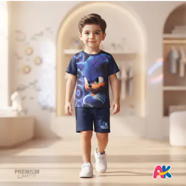 Unique Sonic Kids 3D Printed T-Shirt and Shorts Set