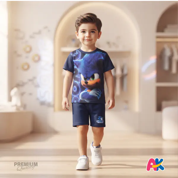 Super Sonic Kids 3D Printed T-Shirt & Shorts Set
