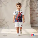 Super Spiderman white Kids 3D Printed T-Shirt & Shorts Set