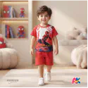 Unique Irin man & Spiderman red Kids 3D Printed T-Shirt and Shorts Combo Set
