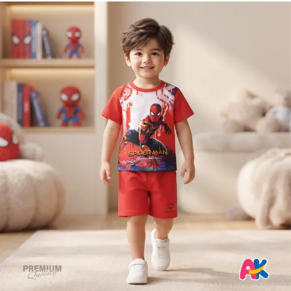 Unique Spiderman Red Kids 3D Printed T-Shirt and Shorts Set