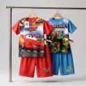 Unique Cars 95 & Minecraft Kids 3D Printed T-Shirt and Shorts Combo Set