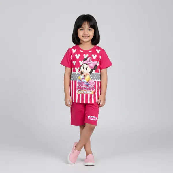 T-shirt & half pant set minnie pink design-AKSETC11.2