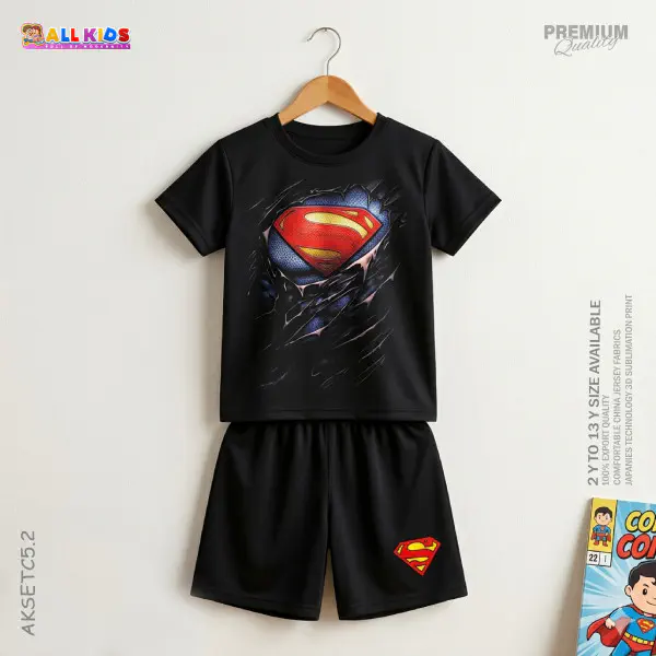  T-shirt & half pant set superman design-AKSETC5.2