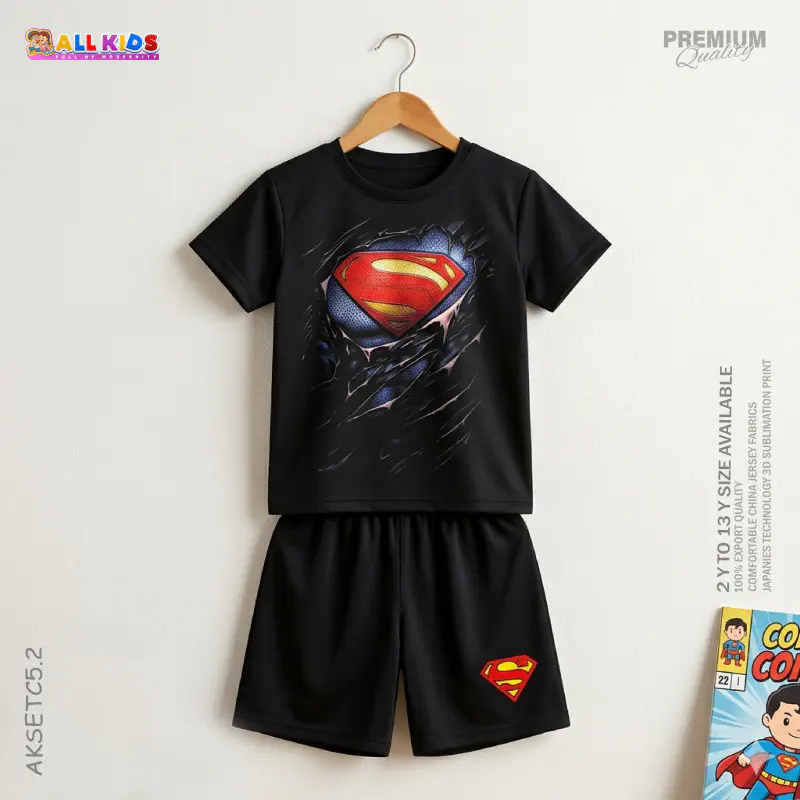  T-shirt & half pant set superman design-AKSETC5.2