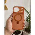 Magnetic Charging Ring Stander Full Cover Hybrid Anti-Slip Hard PC Soft TPU Phone Case for iPhone
