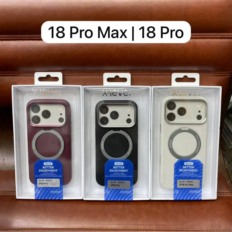 Official X-Level Leather Magnetic Ring Stand Case For iPhone