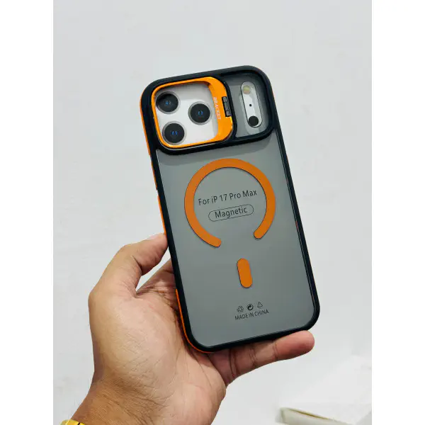 High-End anti-slip strip Contrast color lens holder magnetic Case For Iphone