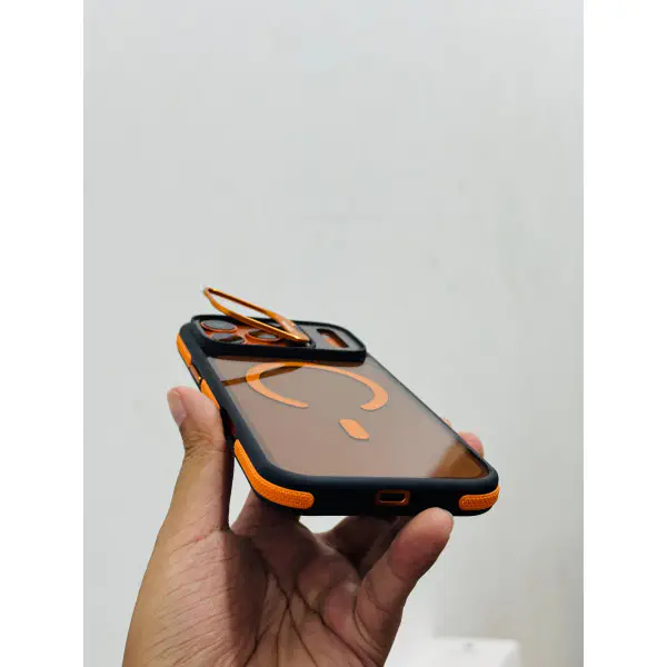 High-End anti-slip strip Contrast color lens holder magnetic Case For Iphone
