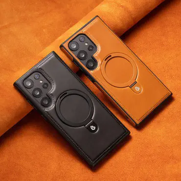 Premium Look Magnetic PU Leather Ring Stand Case For Samsung Galaxy