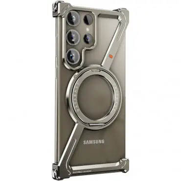 Metal Z Shape Frameless Design Bumper 360° Rotation Kickstand Aluminum Case For Samsung Galaxy