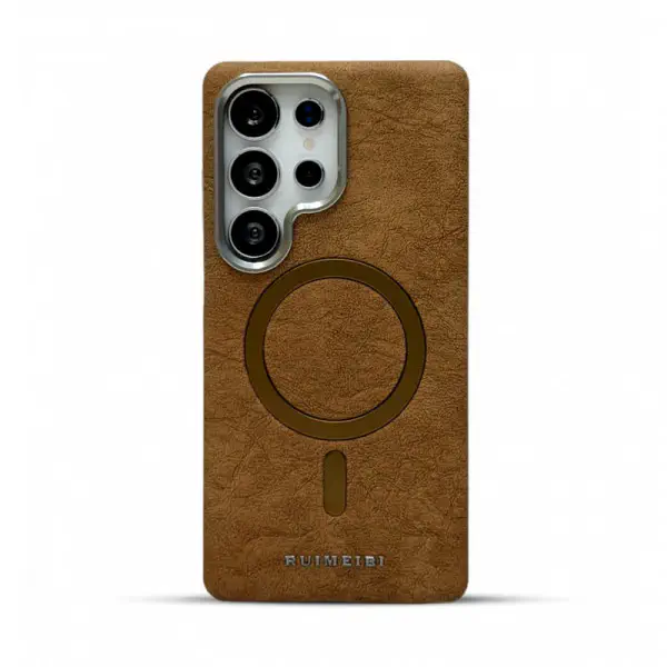Suitable Plain Leather Electroplating Magnetic Wireless Charging Case For Samsung Galaxy Ultra Series