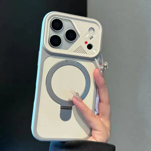 Magnetic Charging Ring Stander Full Cover Hybrid Anti-Slip Hard PC Soft TPU Phone Case for iPhone