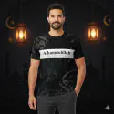 'Alhamdulillah' Black Half Sleeve Four Part Sublimation Print For T-Shirt -Code: AS120