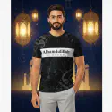 'Alhamdulillah' Black Half Sleeve Four Part Sublimation Print For T-Shirt -Code: AS120