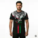 Free Palestine Islamic Black Four Part Half Sleeve Sublimation Print T- Shirt FP02