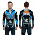 Discover Blue Bike Full Sleeve Four Part Sublimation Print For Premium Bike T-Shirt - AS02