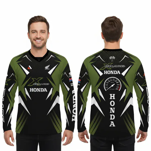 Honda X-Blade Green Bike Full Sleeve Four Part Sublimation Print For Premium Bike T-Shirt - AS05
