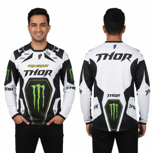 Thor Pro Circuit White Bike Full Sleeve Four Part Sublimation Print For Premium Bike T-Shirt - AS10