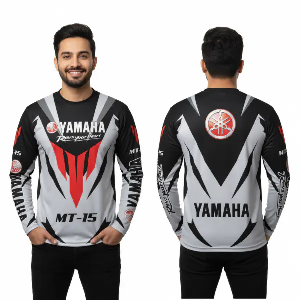 Yamaha Mt-15 White Bike Full Sleeve Four Part Sublimation Print For Premium Bike T-Shirt - AS15