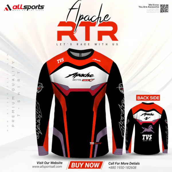 Apache 4v Bike Full Sleeve Four Part Sublimation Print For Premium Bike T-Shirt - AS28
