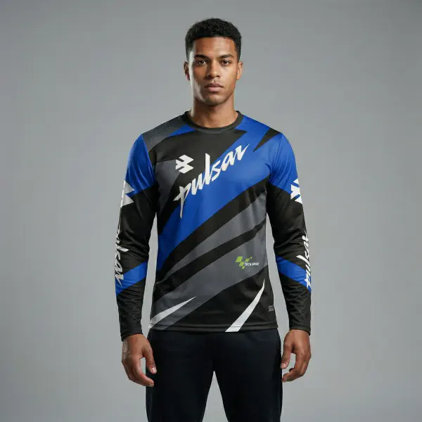 Pulsar Blue Bike Full Sleeve Four Part Sublimation Print For Premium Bike T-Shirt - AS24