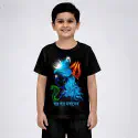 Durga Puja Hor Hor Mohadev Kids Black Front Part Half Sleeve Sublimation Print T- Shirt 