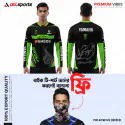 Yamaha R15 Eneos Black Bike Full Sleeve Four Part Sublimation Print For Bike T-Shirt -ASD016 (Free Bandana)