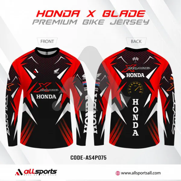 Honda X-Blade Red Full Sleeve Four Part Sublimation Print For Bike T-Shirt -AS4P075 