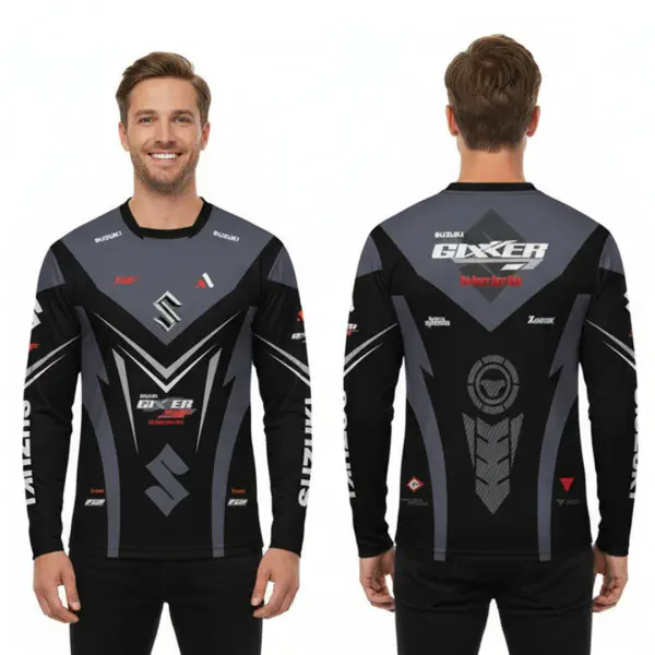 Suzuki Gixer Sf Black Full Sleeve Four Part Sublimation Print For Bike T-Shirt -AS4P071