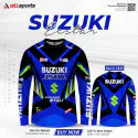 Suzuki Blue Full Sleeve Four Part Sublimation Print For Bike T-Shirt -AS4P001