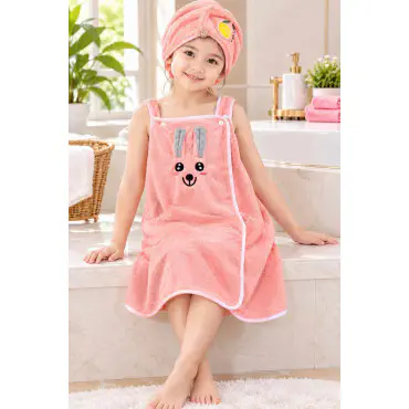 Children's Bath towel & Hair Towel Combo Set{৪ থেকে ৭ বছর}