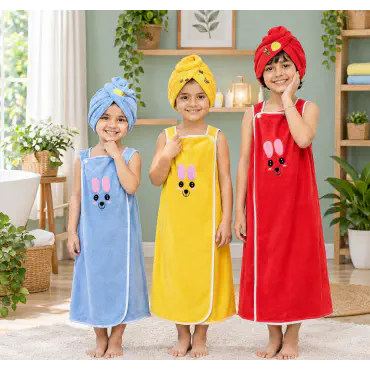 Baby's bath towel & Hair Towel Set