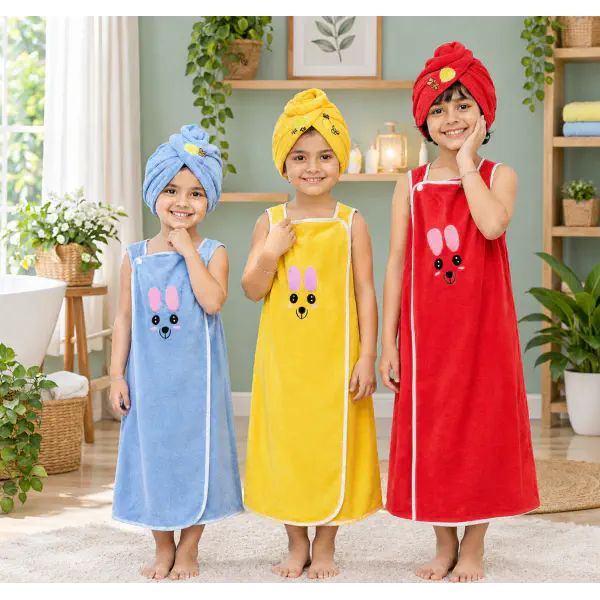 Baby's bath towel & Hair Towel Set