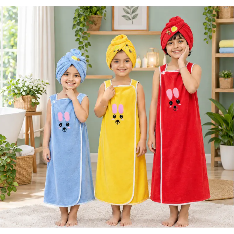 Baby's bath towel & Hair Towel Set