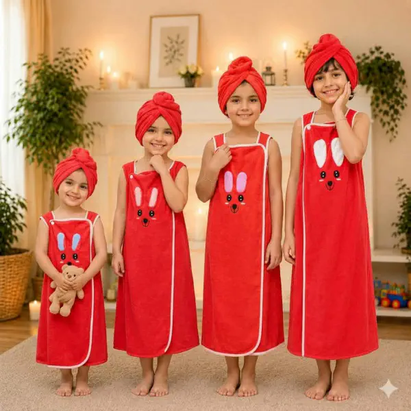 Baby's bath towel & Hair Towel Set