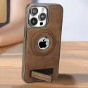 Mattel MagSafe JINDUKA ORIGINAL LEA Stand Logo Hole Leather Case PU Leather Electroplated Bezel Case.আইফোন কভার মোবাইল না 
