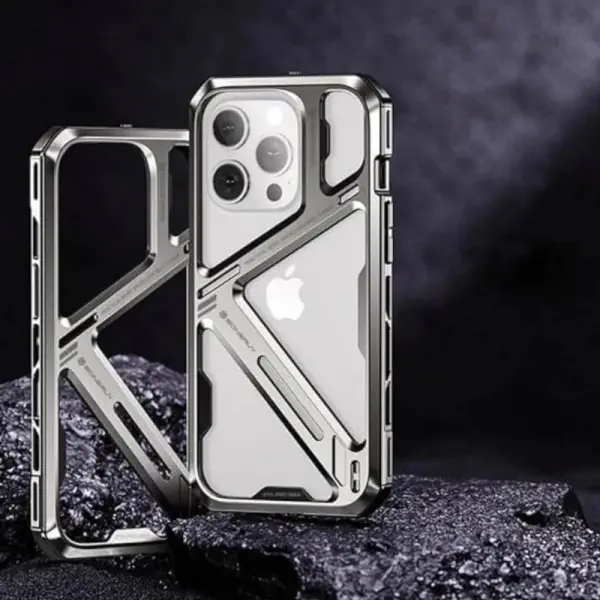 Hollow Highly Protective Metal Ultra-thin- Plus Anti-scratch Shockproof Protective Titanium Alloy Armor Frame Case