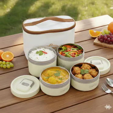 ( ৪ বাটি ) Thermal Lunch Box। ঠান্ডা খাবার আর খেতে হবে না
