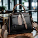 Luxury Design Soft PU Leather Lady Retro Handbag (black)