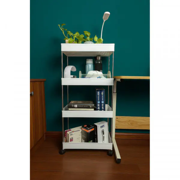 4 Layer Multifunctional Trolley Rack (White)