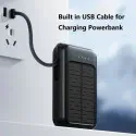 Portable Solar Power Bank 20000mAh with LED Light & Multi Cable Support