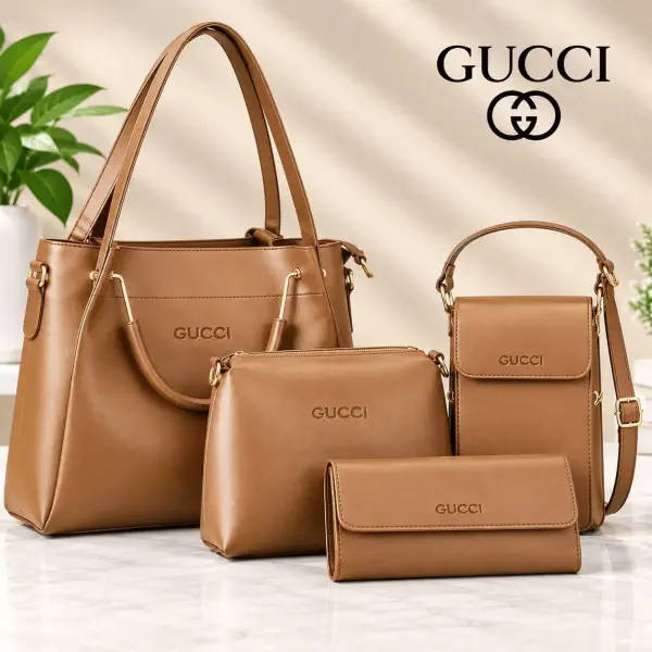 4pcs Combo Women Best Leather Tote Bag G (brown)