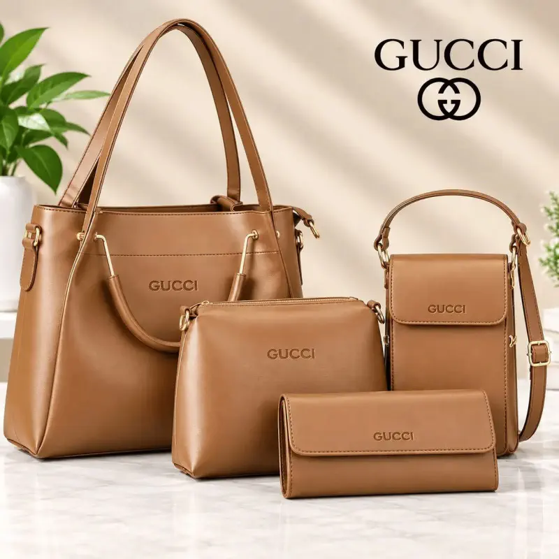 4pcs Combo Women Best Leather Tote Bag G (brown)