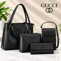 4pcs Combo Women Best Leather Tote Bag G (Black)
